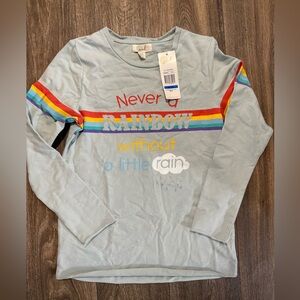NWT! 🥰🥰🥰Peek Long Sleeve Tee - Light Blue with Rainbow Stripes